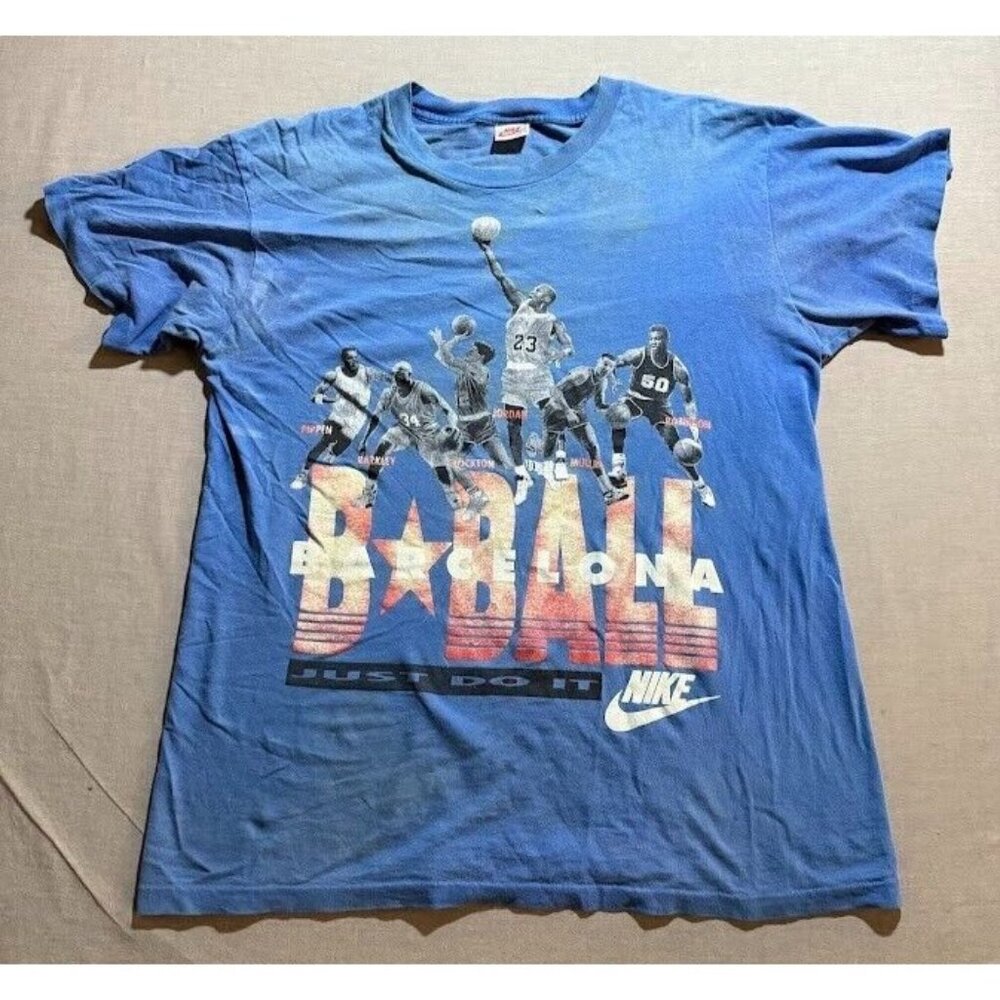 VTG. Basketball Dream Team Barcelona Nike Shirt Adult Large Blue Tee Mens USA.